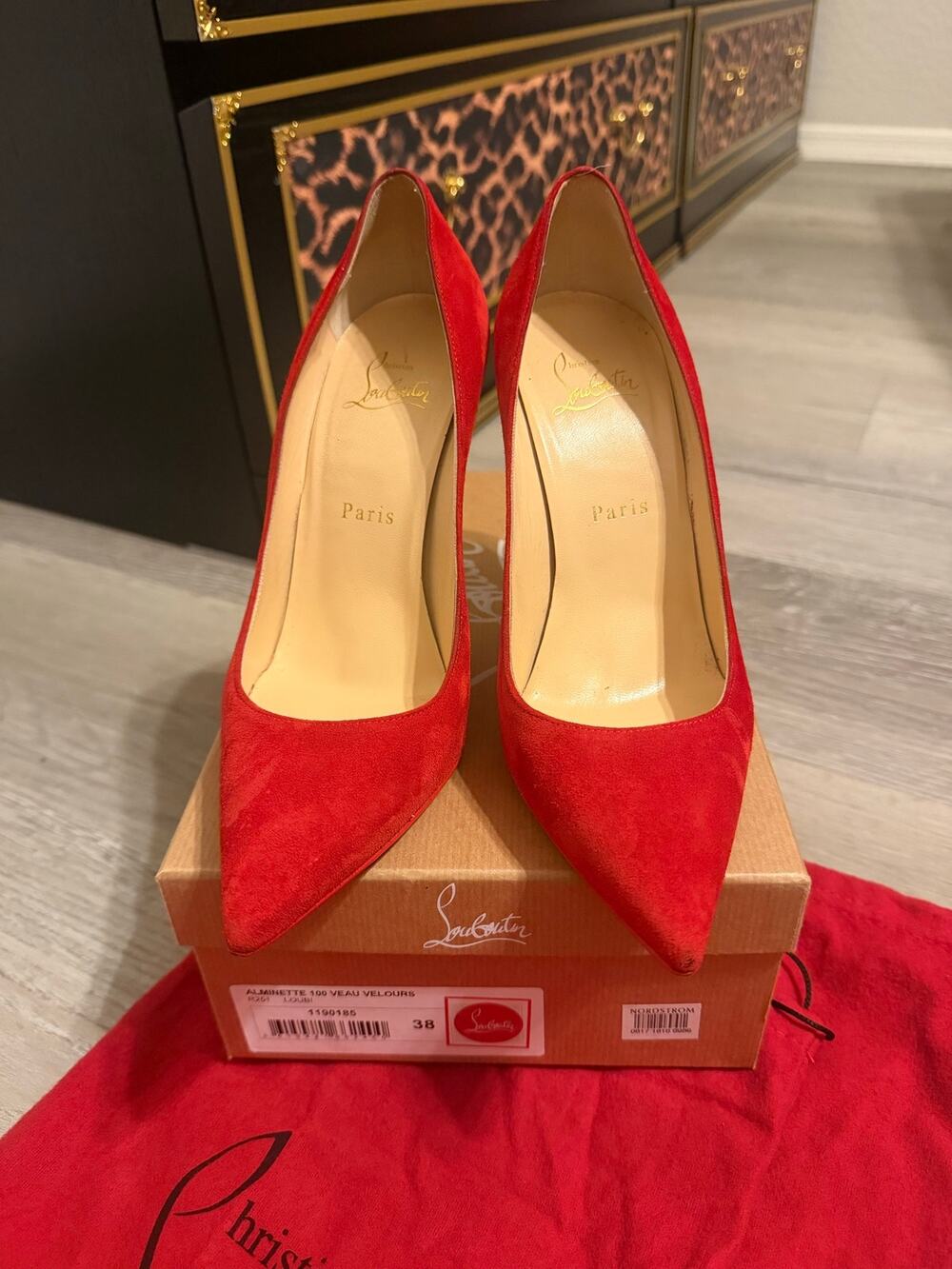 Christian Louboutin red suede pumps sz 38 (US 7.5-8)